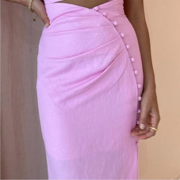 New Significant Other Camilla Linen Blend Midi Skirt size 2 - Picture 3 of 13